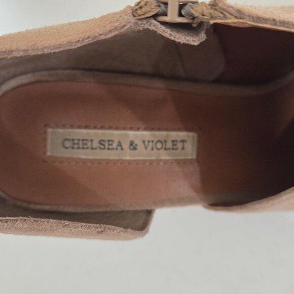 Beige Booties Women's Size 10 High Heel Suede Leather Side Zipper - Picture 9 of 10